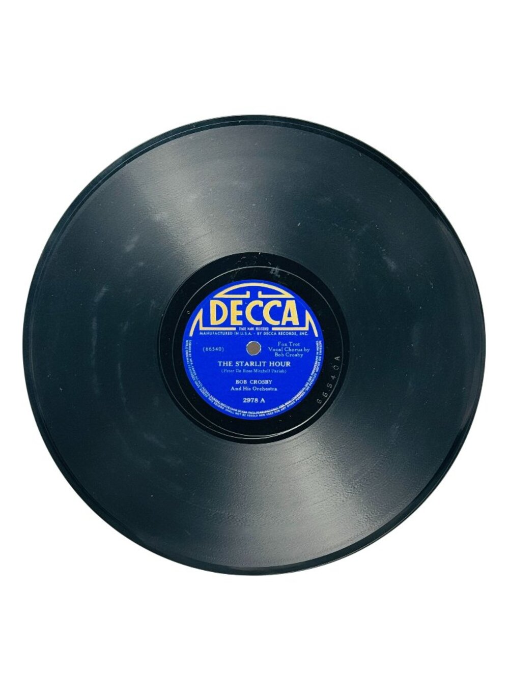 Bob Crosby The Starlit Hour / Angel 10 Inch Shellac 78 RPM Decca 2978 VG+